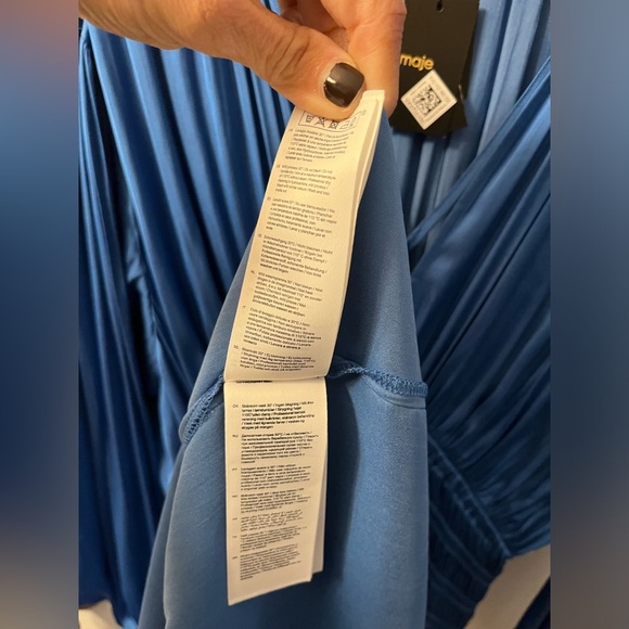 NWT -  Maje Satiny Maxi Dress Rovel Bleu - Size 36 - Picture 16 of 16